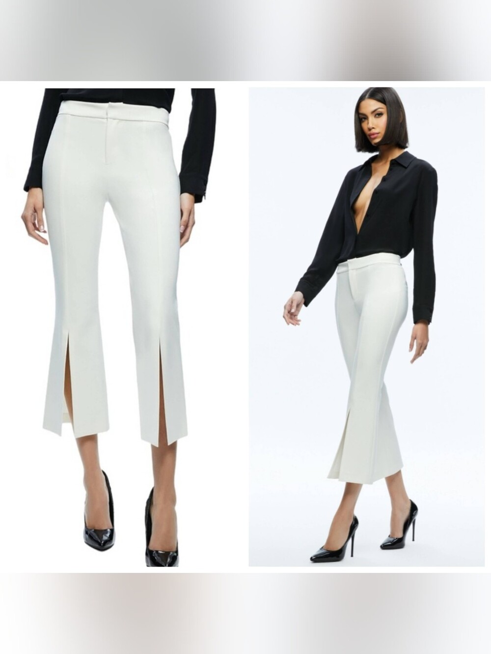 Alice + Olivia Walker Off White Slit Hem Cropped Pants SIZE 4